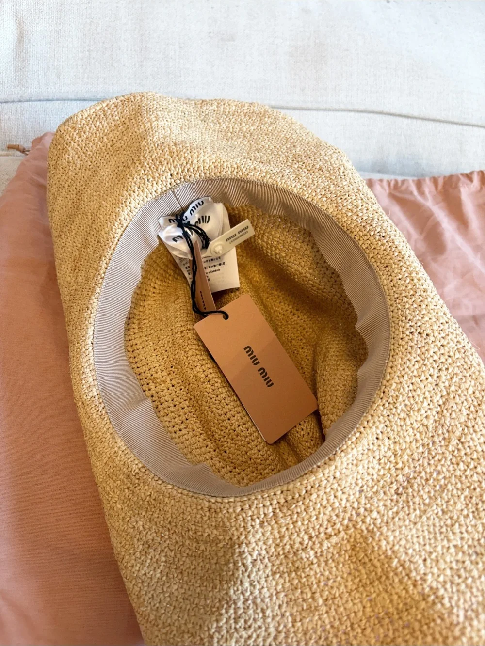 MIU MIU NWT Logo Straw Flap Raffia Cowboy Hat Size Small